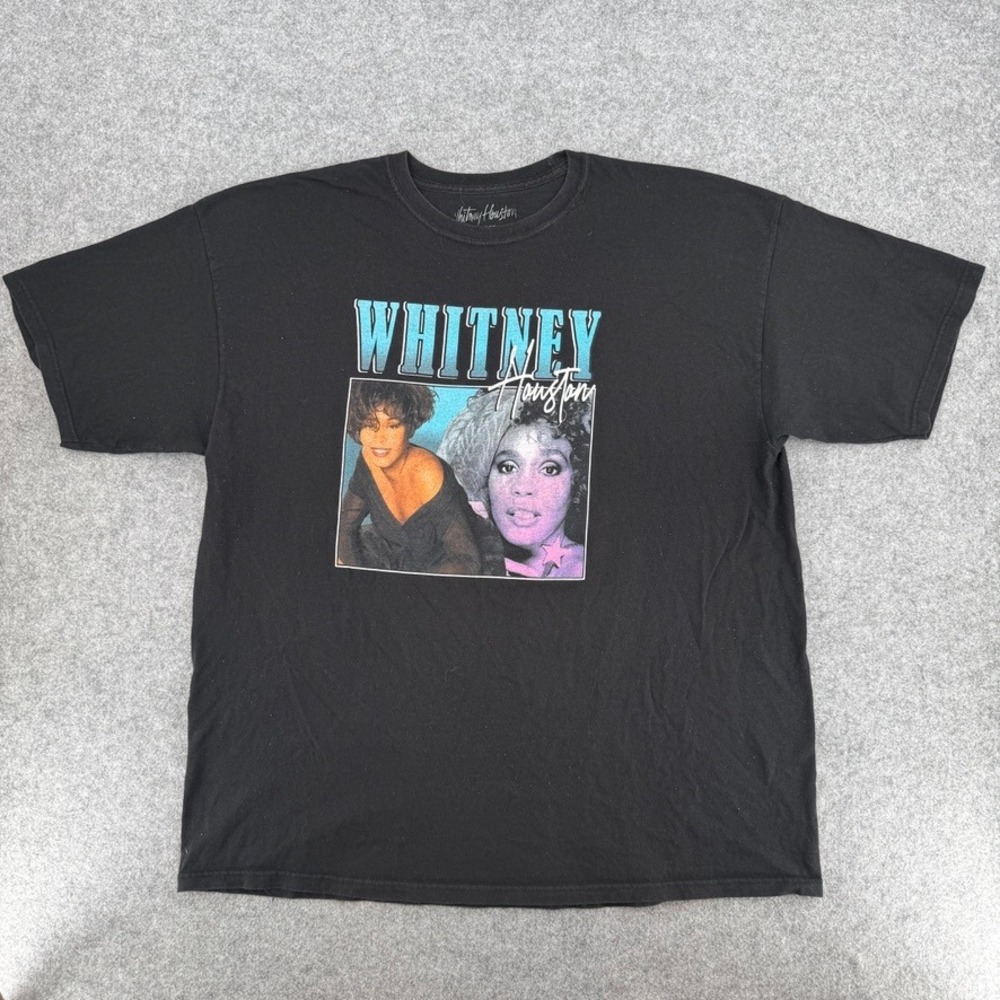 Whitney Houston Graphic T-Shirt Womens 2XL Black Music Icon EUC